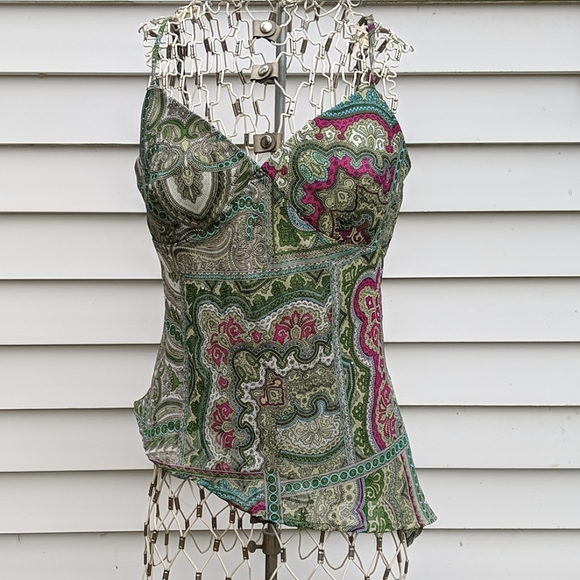byer wear Tops - Byerwear green Paisley sequined tank top